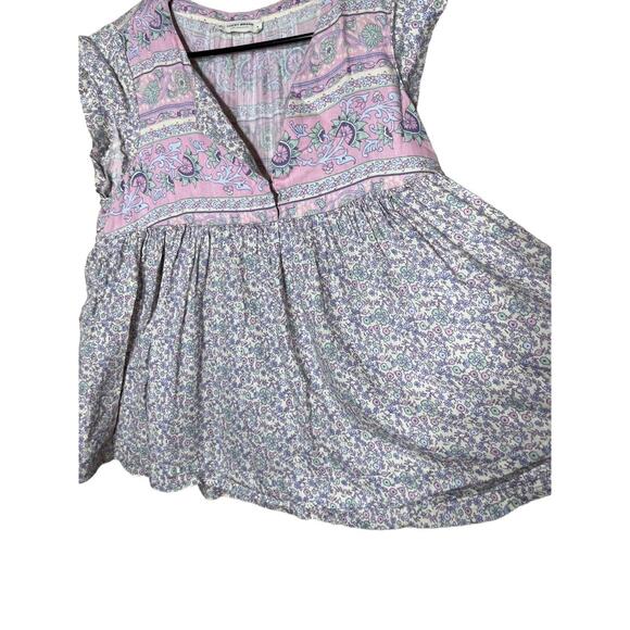 LUCKY BRAND Blouse Womens Size S Multicolor Floral‎ Paisley V Neck Boho Chic - Picture 4 of 8